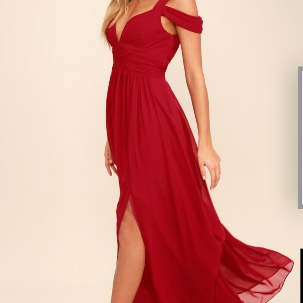 Lulu’s oceans of elegance wine Red Maxi Dress - Picture 2 of 6